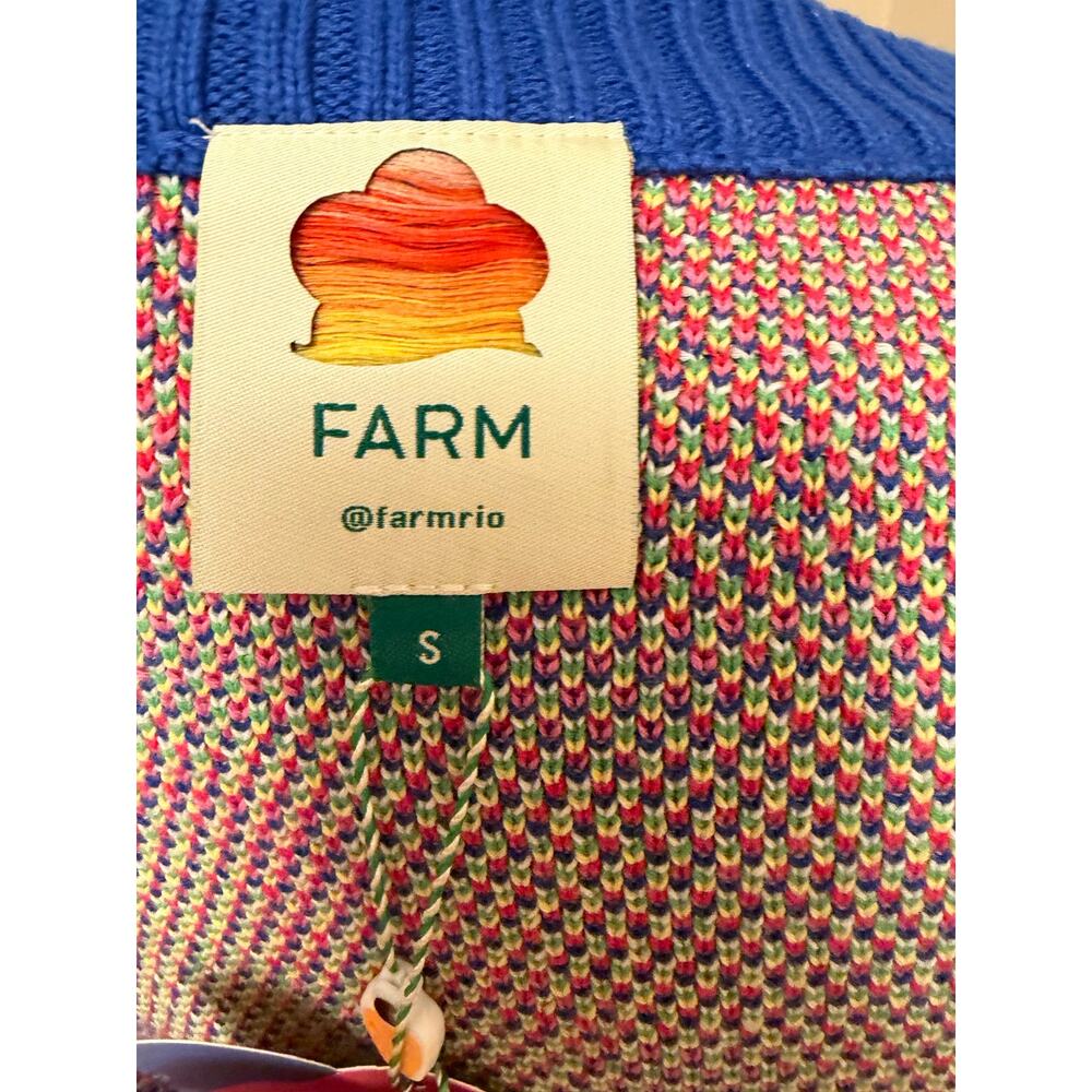NWT FARM Rio Sweet Orchad Knit Cardigan Apples Bananas Colorful Sz S Oversized - Picture 8 of 10